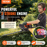 VEVOR 23.2-inch 26CC 2 Cycle Gas Hedge Trimmer, Gas Powered Handheld Hedge Trimmer with Dual Sided Dual Action Blade, 180° Adjustable Trimmer Head, Suitable for Trimming Shrubs, Low Bushes - Front View