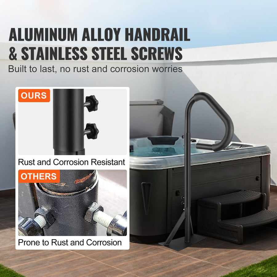 Hot Tub Handrail, 360 Rotatable Spa Side Handrail with 48"-63" Adjustable Height, Rust-proof Aluminum Spa, Adjustable Height