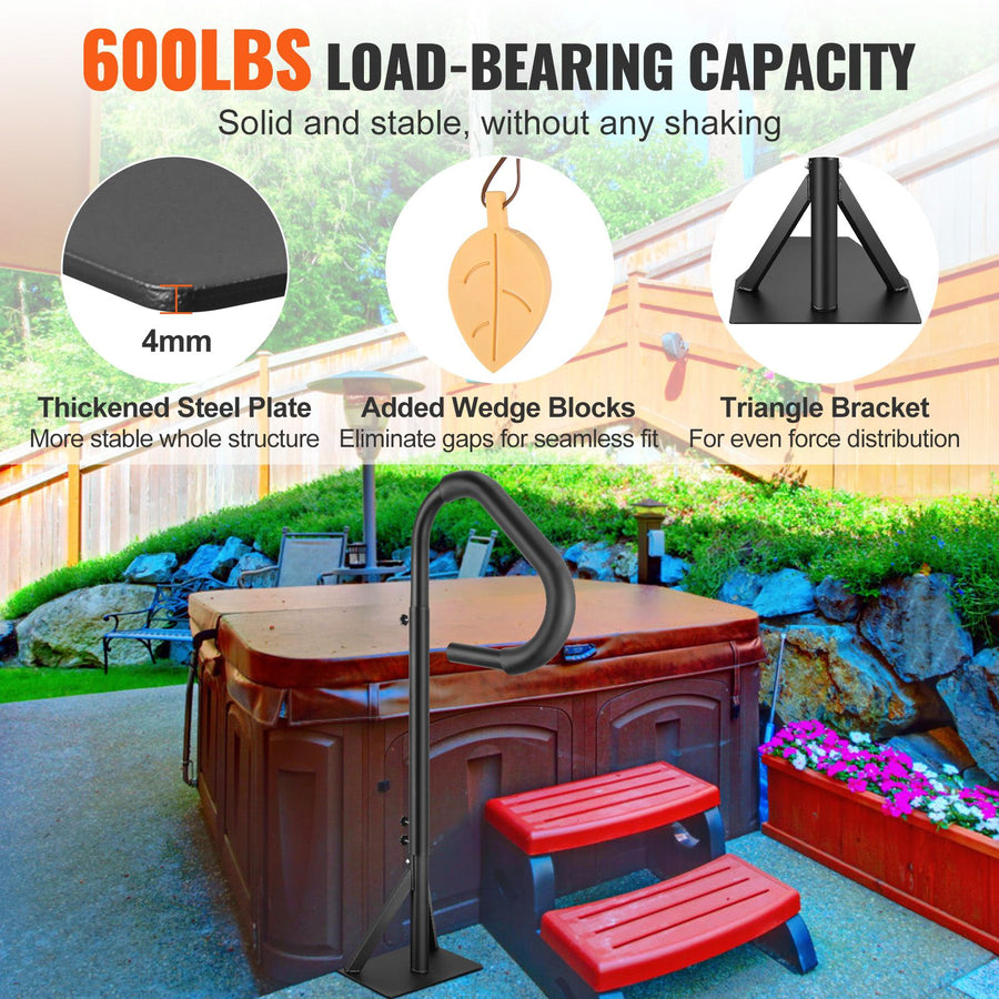 Hot Tub Handrail, 360 Rotatable Spa Side Handrail with 48"-63" Adjustable Height, Rust-proof Aluminum Spa, image 3