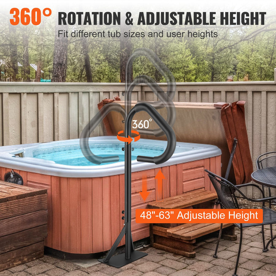Hot Tub Handrail, 360 Rotatable Spa Side Handrail with 48"-63" Adjustable Height, Rust-proof Aluminum Spa, image 4