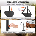 Hot Tub Handrail, 360 Rotatable Spa Side Handrail with 48"-63" Adjustable Height, Rust-proof Aluminum Spa, image 6