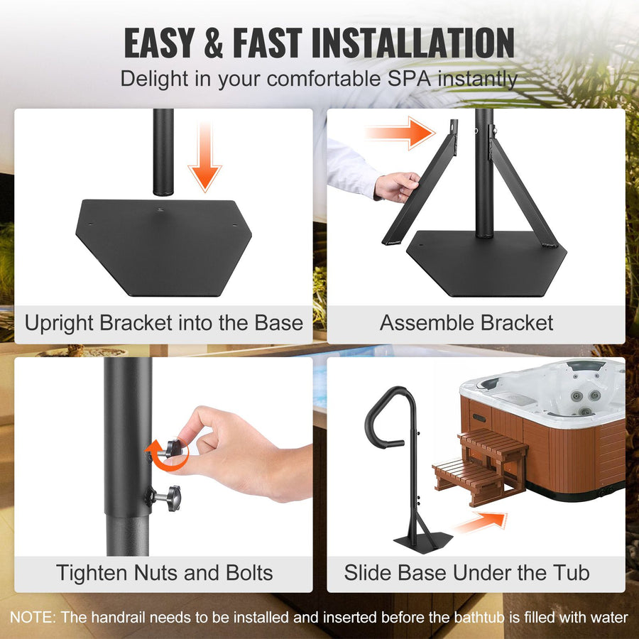 Hot Tub Handrail, 360 Rotatable Spa Side Handrail with 48"-63" Adjustable Height, Rust-proof Aluminum Spa, image 6