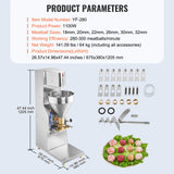 VEVOR Commercial Meatball Forming Machine, 280 PCs/min Automatic Meatball Maker, 1100W Electric Fish Beef Pork Shrimp Ball Making Tool, Stainless