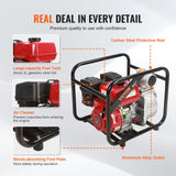 Gasoline Engine Water Pump, 80 mm, 7HP 265 GPM, 43 m Lift, 7 m Suction, 4-Stroke Gas Powered Trash Water Transfer Pump Portable High Pressure with 25ft Hose for Irrigation Pool, EPA Certified