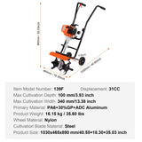 VEVOR Tiller Cultivator Gas Powered, 38CC 4-Stroke Garden Cultivator, Tiller with 4 Steel Adjustable Front Tines for Lawn, Garden and Field Soil