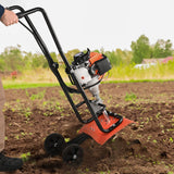 VEVOR Tiller Cultivator Gas Powered, 38CC 4-Stroke Garden Cultivator, Tiller with 4 Steel Adjustable Front Tines for Lawn, Garden and Field Soil