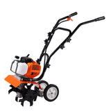 VEVOR Tiller Cultivator Gas Powered, 43CC 2-Stroke Garden Cultivator, Tiller with 4 Steel Adjustable Front Tines for Lawn, Garden and Field Soil