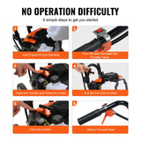 VEVOR Tiller Cultivator Gas Powered, 43CC 2-Stroke Garden Cultivator, Tiller with 4 Steel Adjustable Front Tines for Lawn, Garden and Field Soil