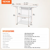 VEVOR Heat Press Table 3Tier Movable Heat Press Stand Foldable with Wheels White - Close-Up Angle