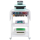VEVOR Heat Press Table 3Tier Movable Heat Press Stand Foldable with Wheels White