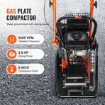 Plate Compactor, 2.8 HP 78.5CC Gas Engine 5,250 VPM, 870 kg Force Vibratory Compaction Tamper with 18.7 x 11.8 inch Plate for Walkways, Patios, Asphalts, Paver Landscaping
