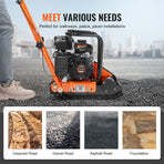 Plate Compactor, 2.8 HP 78.5CC Gas Engine 5,250 VPM, 870 kg Force Vibratory Compaction Tamper with 18.7 x 11.8 inch Plate for Walkways, Patios, Asphalts, Paver Landscaping