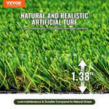 VEVOR Artifical Grass, 6 x 10 ft Rug Green Turf, 1.38"Fake Door Mat Outdoor Patio Lawn Decoration, Easy to Clean with Drainage Holes, Perfect For