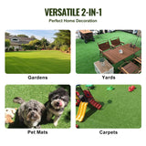 VEVOR Artifical Grass, 6 x 10 ft Rug Green Turf, 1.38"Fake Door Mat Outdoor Patio Lawn Decoration, Easy to Clean with Drainage Holes, Perfect For