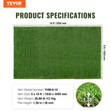 VEVOR Artifical Grass, 6 x 10 ft Rug Green Turf, 1.38"Fake Door Mat Outdoor Patio Lawn Decoration, Easy to Clean with Drainage Holes, Perfect For
