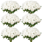 VEVOR 120 Pcs White Roses Artificial Flowers Realistic Bouquet Xmas Home Decor