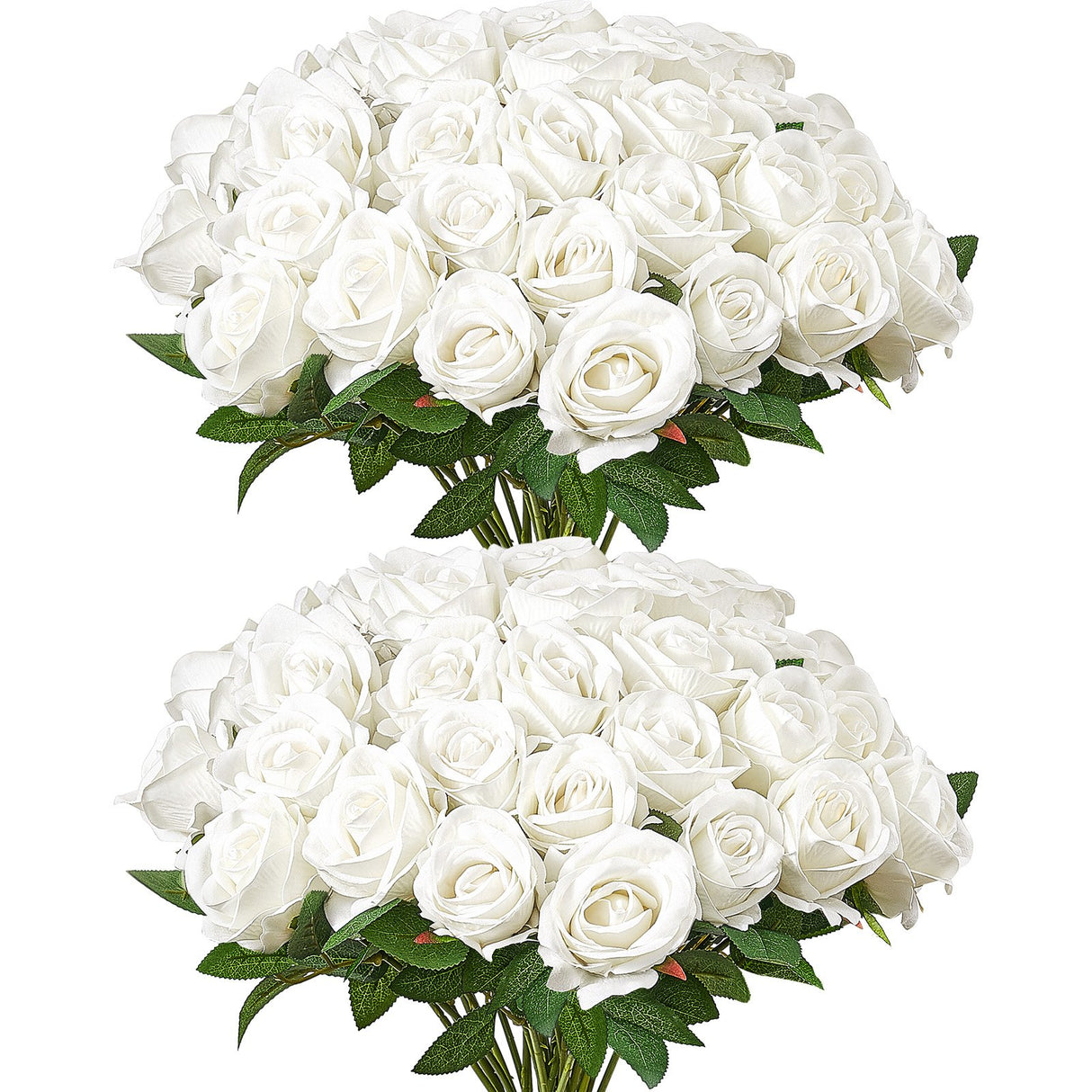 VEVOR 60 Pcs White Rose Artificial Flowers Realistic Bouquet for Xmas Home Decor