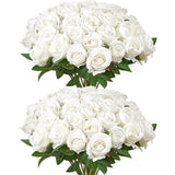 VEVOR 60 Pcs White Rose Artificial Flowers Realistic Bouquet for Xmas Home Decor