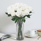VEVOR 60 Pcs White Rose Artificial Flowers Realistic Bouquet for Xmas Home Decor - Low Angle
