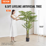 VEVOR Artificial Gold Cane Palm Tree, 2m Tall Faux Plant, PE Material & Anti-Tip Tilt Protection Low-Maintenance Plant, Lifelike Green Fake Tree for Home Office Warehouse Decor Indoor Outdoor - Front View