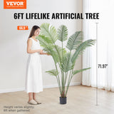 VEVOR Artificial Palm Tree, 1.8mTall Faux Plant, Secure PE Material & Anti-Tip Tilt Protection Low-Maintenance Plant, Lifelike Green Fake Tree for Home Office Warehouse Decor Indoor Outdoor - Front View