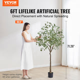 VEVOR Artificial Eucalyptus Tree, 15.2cm Tall Faux Plant, Secure PE Material & Anti-Tip Tilt Protection Low-Maintenance Plant, Lifelike Green Fake Potted Tree for Home Office Decor Indoor Outdoor - Front View