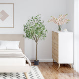 VEVOR Artificial Eucalyptus Tree, 15.2cm Tall Faux Plant, Secure PE Material & Anti-Tip Tilt Protection Low-Maintenance Plant, Lifelike Green Fake Potted Tree for Home Office Decor Indoor Outdoor - Low Angle