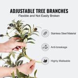 VEVOR Artificial Olive Tree, 15.2cm Tall Faux Plant, Secure PE Material & Anti-Tip Tilt Protection Low-Maintenance Plant, Lifelike Green Fake Potted Tree for Home Office Warehouse Decor Indoor Outdoor - 45-Degree Angle