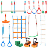 VEVOR Ninja Warrior Obstacle Course for Kids, 2 x 15.24 m Weatherproof Slacklines, 228kg Weight Capacity Monkey Line, Outdoor Playset Equipment, Backyard Toys Training Equipment Set with 12 Obstacles - Extra Image