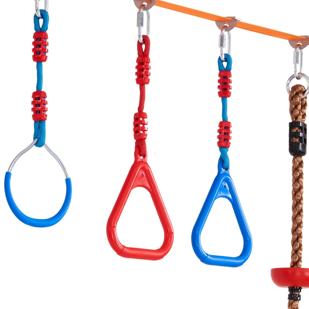 VEVOR Ninja Warrior Obstacle Course for Kids, 2 x 18.3 m Weatherproof Slacklines, 500lbs Weight Capacity Monkey Line, Outdoor Playset Equipment, Backyard Toys Training Equipment Set with 14 Obstacles