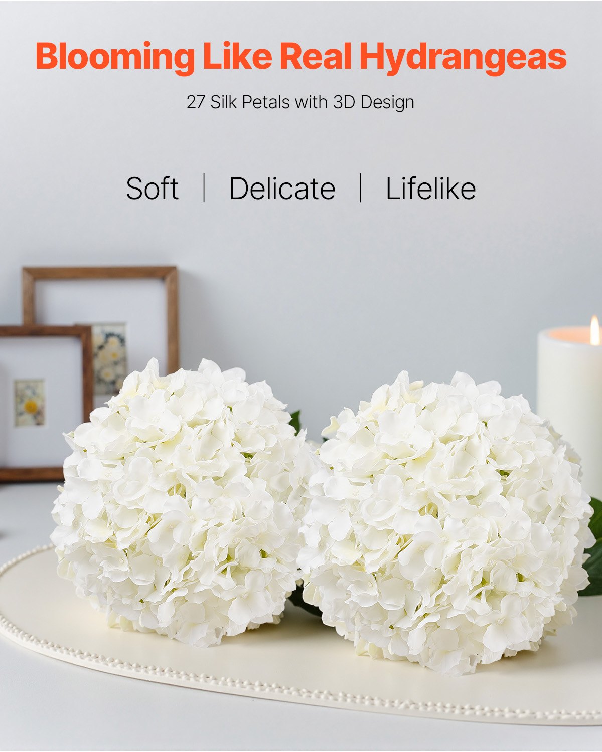 VEVOR Artificial Flowers, 105 pcs Real Looking White Silk Fake Hydrangea Bulk, White Faux Bridal Shower with Stems for DIY Wedding Bouquets, Home Centerpieces Arrangements, Party Tables Decorations
