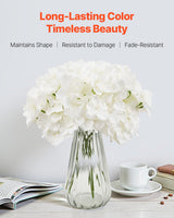 Artificial Flowers, 105 pcs Real Looking White Silk Fake Hydrangea Bulk, White Faux Bridal Shower with Stems for DIY Wedding Bouquets, Home Centerpieces Arrangements, Party Tables Decorations