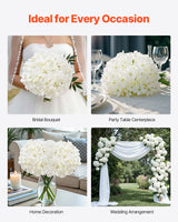 VEVOR Artificial Flowers, 105 pcs Real Looking White Silk Fake Hydrangea Bulk, White Faux Bridal Shower with Stems for DIY Wedding Bouquets, Home Centerpieces Arrangements, Party Tables Decorations - Rear View