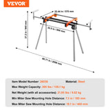 VEVOR Miter Saw Stand 300lbs Load Capacity Steel Collapsible Stand for Miter Saw - Rear View
