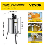 VEVOR 4 Frame Electric Honey Extractor Beekeeping 120 W Motor 2 Clear Lids - Close-Up Angle