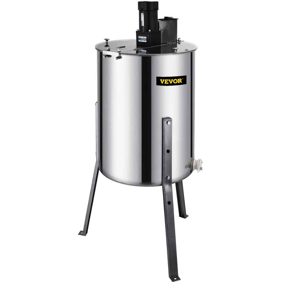 VEVOR 4 Frame Electric Honey Extractor Beekeeping 120 W Motor 2 Clear Lids