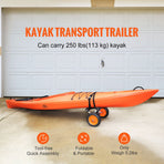 Foldable Kayak Cart Canoe Boat Carrier 250lbs Load with 10'' Solid Tires
