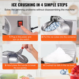 VEVOR Ice Crushers Machine, 220lbs Per Hour Electric Snow Cone Maker with 4 Blades, 300W Electric Ice Crusher with Cover and Bowl for Home and Commercial Use, Silver - 45-Degree Angle
