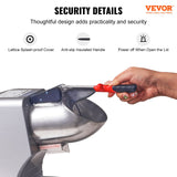 VEVOR Ice Crushers Machine, 220lbs Per Hour Electric Snow Cone Maker with 4 Blades, 300W Electric Ice Crusher with Cover and Bowl for Home and Commercial Use, Silver - Rear View