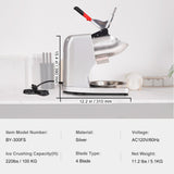 VEVOR Ice Crushers Machine, 220lbs Per Hour Electric Snow Cone Maker with 4 Blades, 300W Electric Ice Crusher with Cover and Bowl for Home and