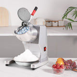 VEVOR Ice Crushers Machine, 220lbs Per Hour Electric Snow Cone Maker with 4 Blades, 300W Electric Ice Crusher with Cover and Bowl for Home and Commercial Use, Silver - Low Angle