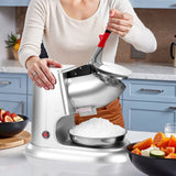 VEVOR Commercial Ice Crusher 100KG/H Electric Snow Cone Maker Shaved Ice Silver - Low Angle