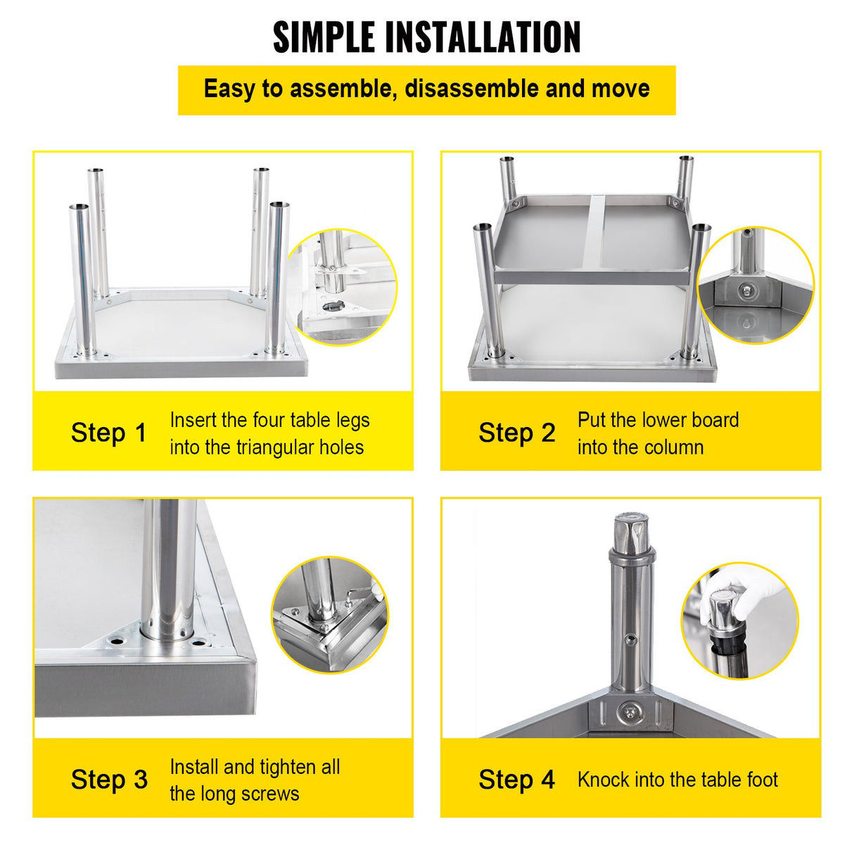 VEVOR Stainless Steel Equipment Grill Stand, 122 x 76 x 61cm Stainless Table, Grill Stand Table with Adjustable Storage Undershelf, Equipment Stand