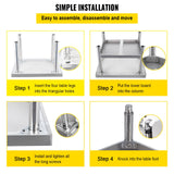 VEVOR Stainless Steel Equipment Grill Stand, 122 x 76 x 61cm Stainless Table, Grill Stand Table with Adjustable Storage Undershelf, Equipment Stand Grill Table for Hotel, Home, Restaurant Kitchen - Rear View