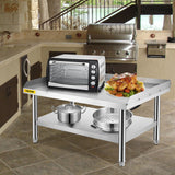 VEVOR Stainless Steel Equipment Grill Stand, 152x76x61 cm Stainless Table, Grill Stand Table with Adjustable Storage Undershelf, Equipment Stand Grill Table for Hotel, Home, Restaurant Kitchen - Close-Up Angle