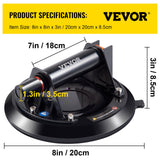 VEVOR Glass Suction Cup, 8'' Vacuum Suction Cup, 220lbs Load Capacity Vacuum Glass Lifter with Plastic Handle, Heavy-Duty Hand-Held Glass Lifter For