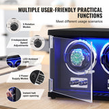 VEVOR Watch Winder, Dual Watch Winder for Men's and Women's Automatic Watch, with 2 Super Quiet Japanese Mabuchi Motors, Blue LED Light and Adapter,