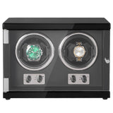 VEVOR Watch Winder, Dual Watch Winder for Men's and Women's Automatic Watch, with 2 Super Quiet Japanese Mabuchi Motors, Blue LED Light and Adapter, High-Density Board Shell and Black PU - Extra Image