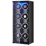 VEVOR Watch Winder, Watch Winder for 8 Men's and Women's Automatic Watches, with 8 Super Quiet Japanese Mabuchi Motors, Blue LED Light and Adapter, High-Density Board Shell and Black PU - Extra Image