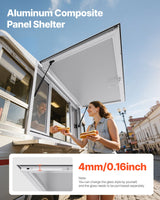 VEVOR Concession Window 1346x838 mm, Aluminum Alloy Service Window for Food Truck, Up to 85 Degrees Stand Serving Window with 4 Sliding Windows, Awning Door, and Drag Hook, for Concession Trailers - Front View